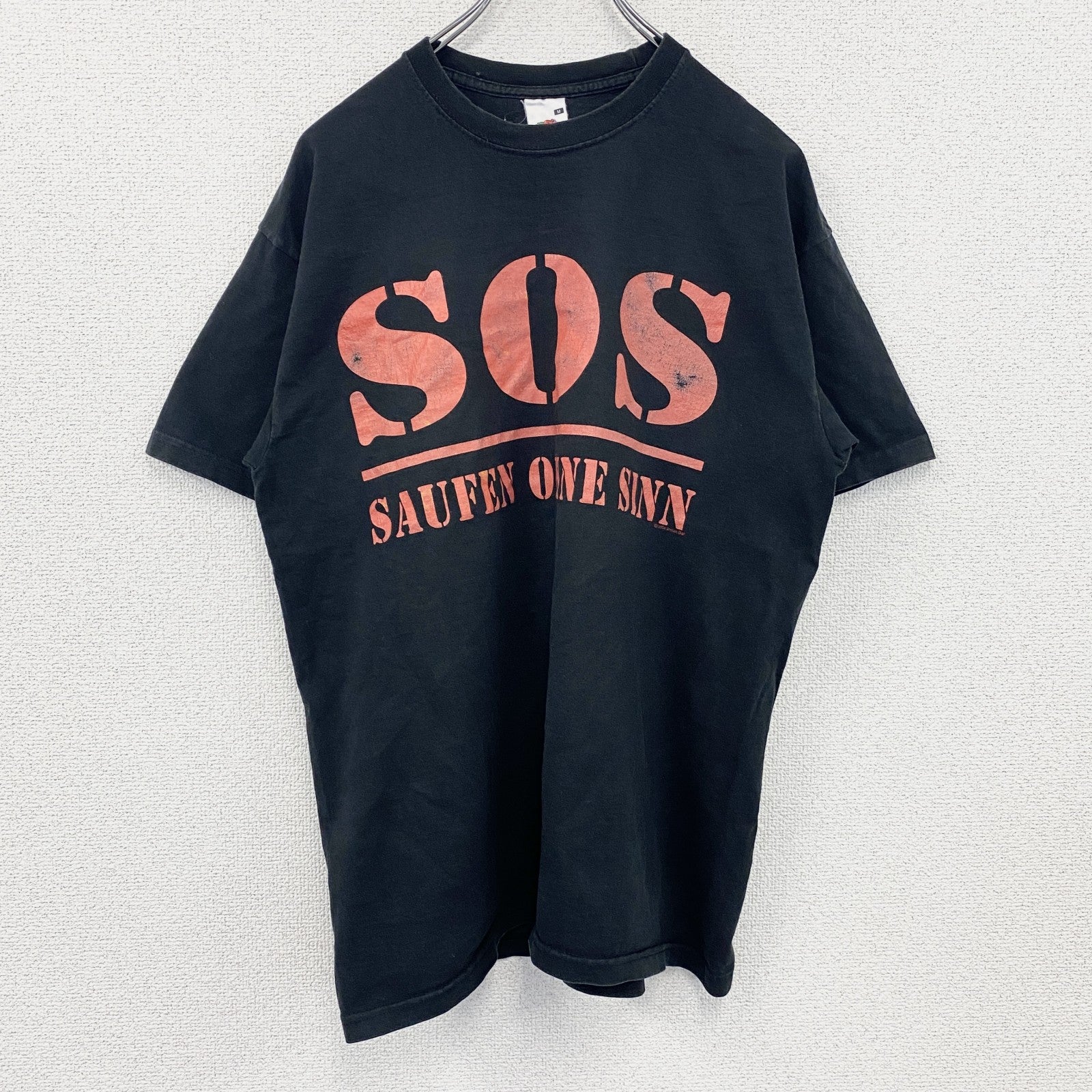 FRUIT OF THE LOOM　フルーツオブザルーム　半袖Tシャツ　SOS　黒　ブラック　Mサイズ　古着