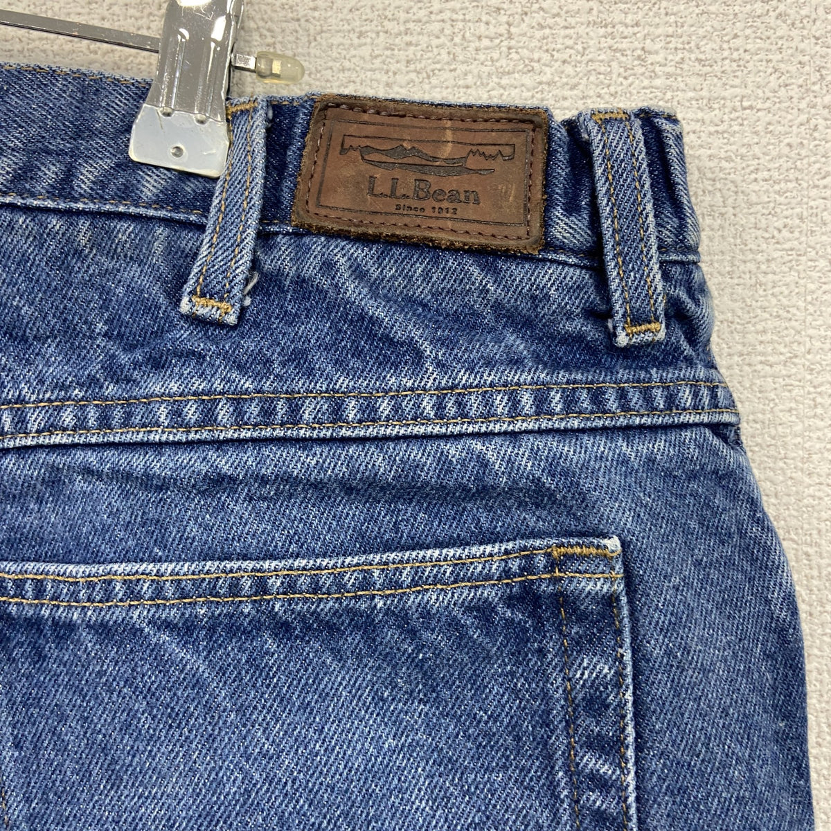 L.L.Bean　エルエルビーン　デニムパンツ/ジーンズ　ジップフライ　革パッチ　インディゴ　W34サイズ　古着
