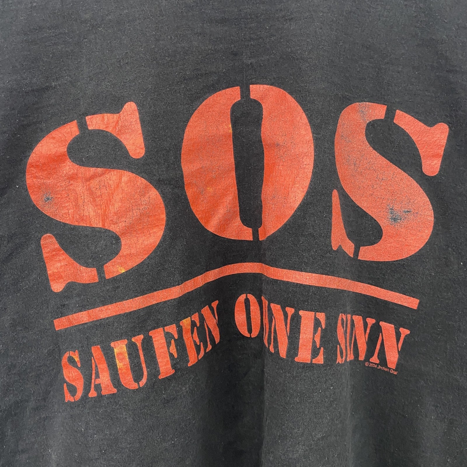 FRUIT OF THE LOOM　フルーツオブザルーム　半袖Tシャツ　SOS　黒　ブラック　Mサイズ　古着