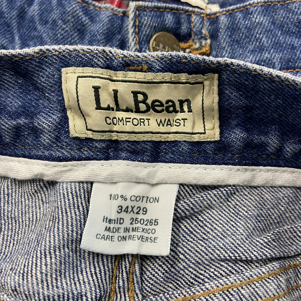 L.L.Bean　エルエルビーン　デニムパンツ/ジーンズ　ジップフライ　革パッチ　インディゴ　W34サイズ　古着