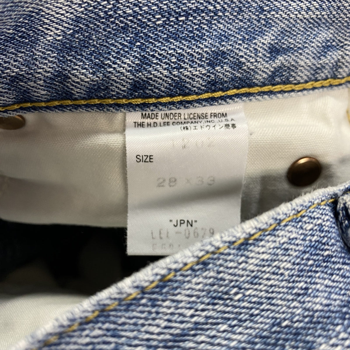 Lee　リー　デニムパンツ/ジーンズ　ジップフライ　縦落ち　インディゴ　W28サイズ メンズ コットン 古着