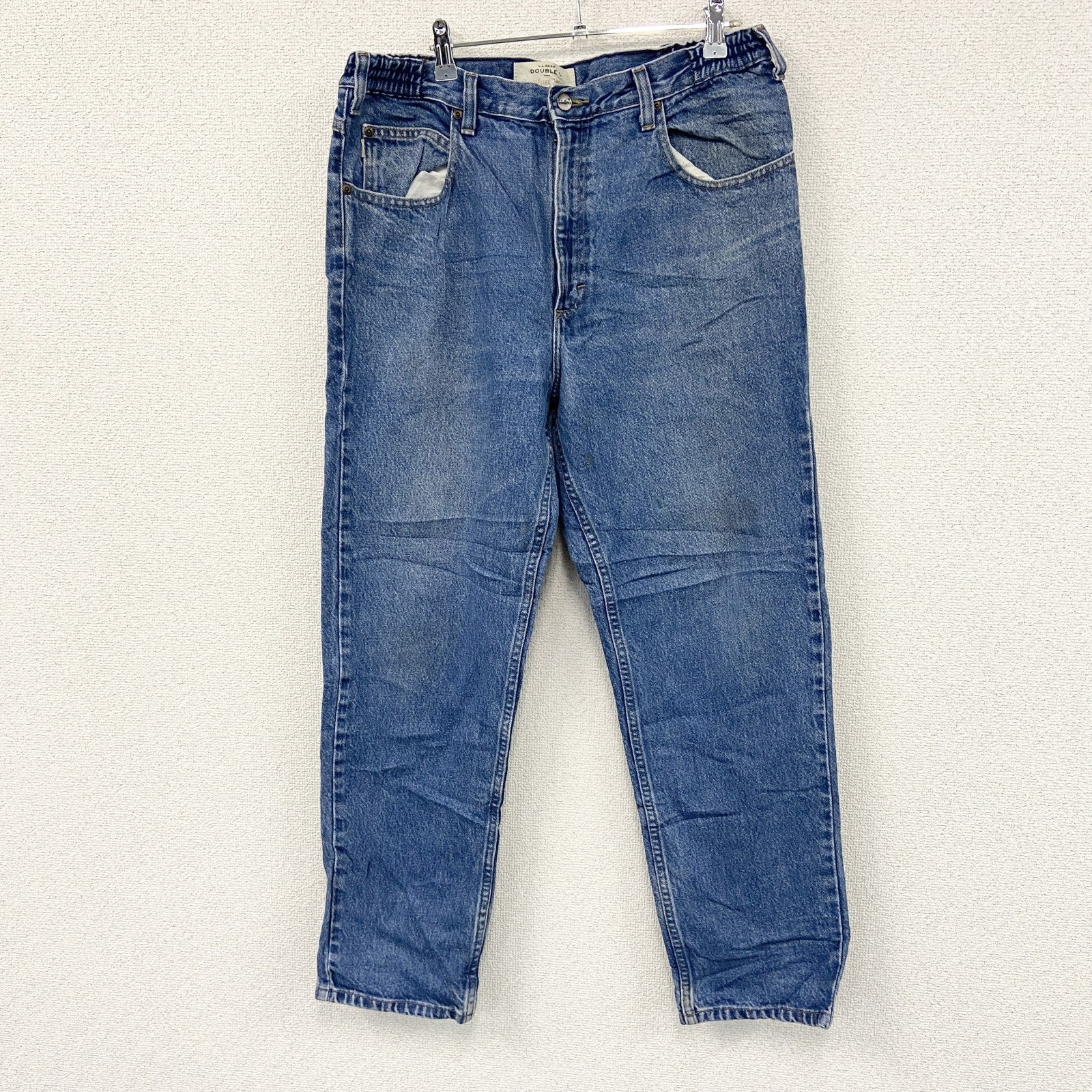 ～00s　L.L.Bean　エルエルビーン　デニムパンツ/ジーンズ　ジップフライ　革パッチ　ヴィンテージ　インディゴ　W34サイズ　古着