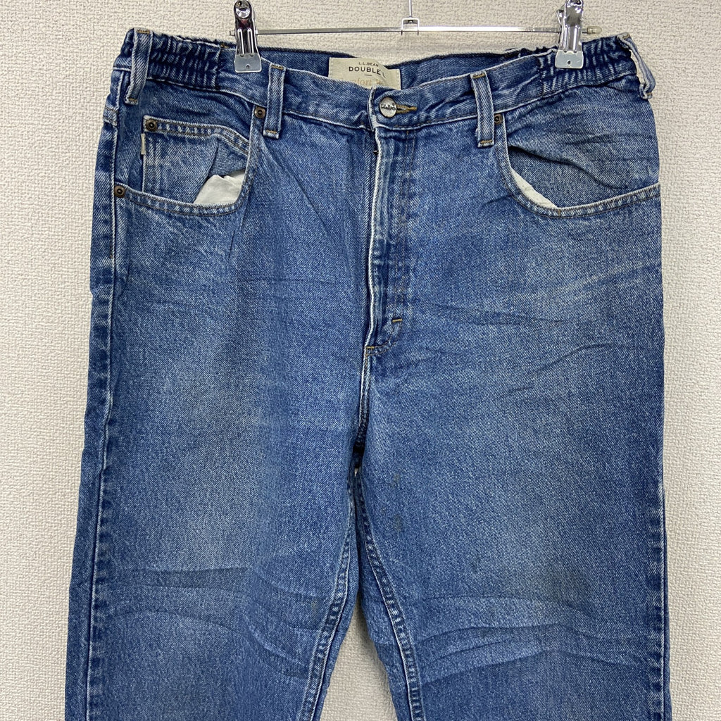 ～00s　L.L.Bean　エルエルビーン　デニムパンツ/ジーンズ　ジップフライ　革パッチ　ヴィンテージ　インディゴ　W34サイズ　古着