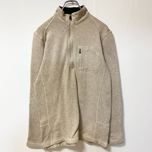 古着 used　WOOLRICH ウールリッチ　長袖ハーフジップフリースジャケット　ハイネック　ベージュ　グランパコア　Mサイズ