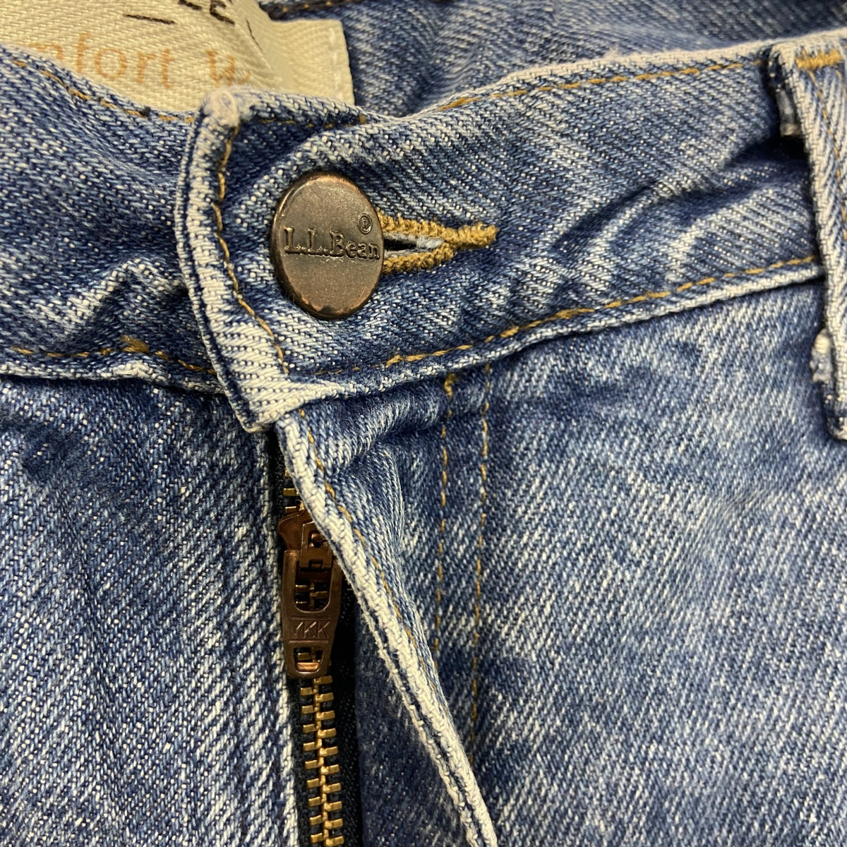 ～00s　L.L.Bean　エルエルビーン　デニムパンツ/ジーンズ　ジップフライ　革パッチ　ヴィンテージ　インディゴ　W34サイズ　古着