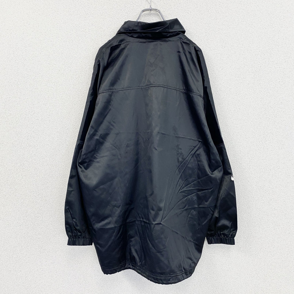 90s～　NIKE　ナイキ　コーチジャケット　フルボタンナイロンジャケット　スウッシュ　黒　ブラック　XLサイズ　　ヴィンテージ　古着