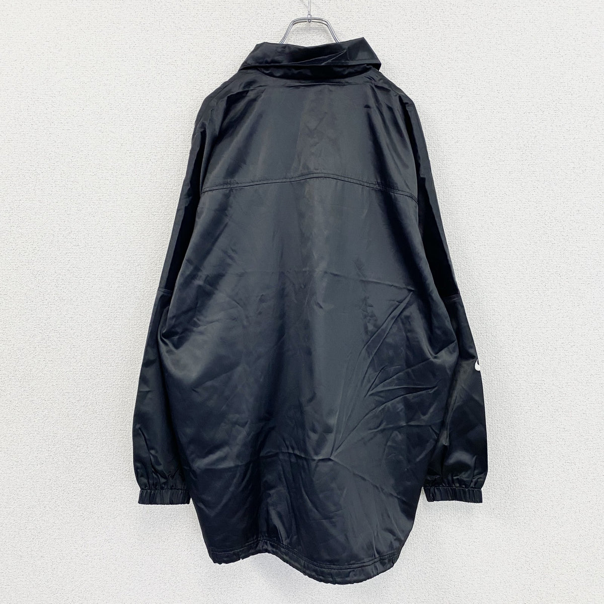 90s～　NIKE　ナイキ　コーチジャケット　フルボタンナイロンジャケット　スウッシュ　黒　ブラック　XLサイズ　　ヴィンテージ　古着