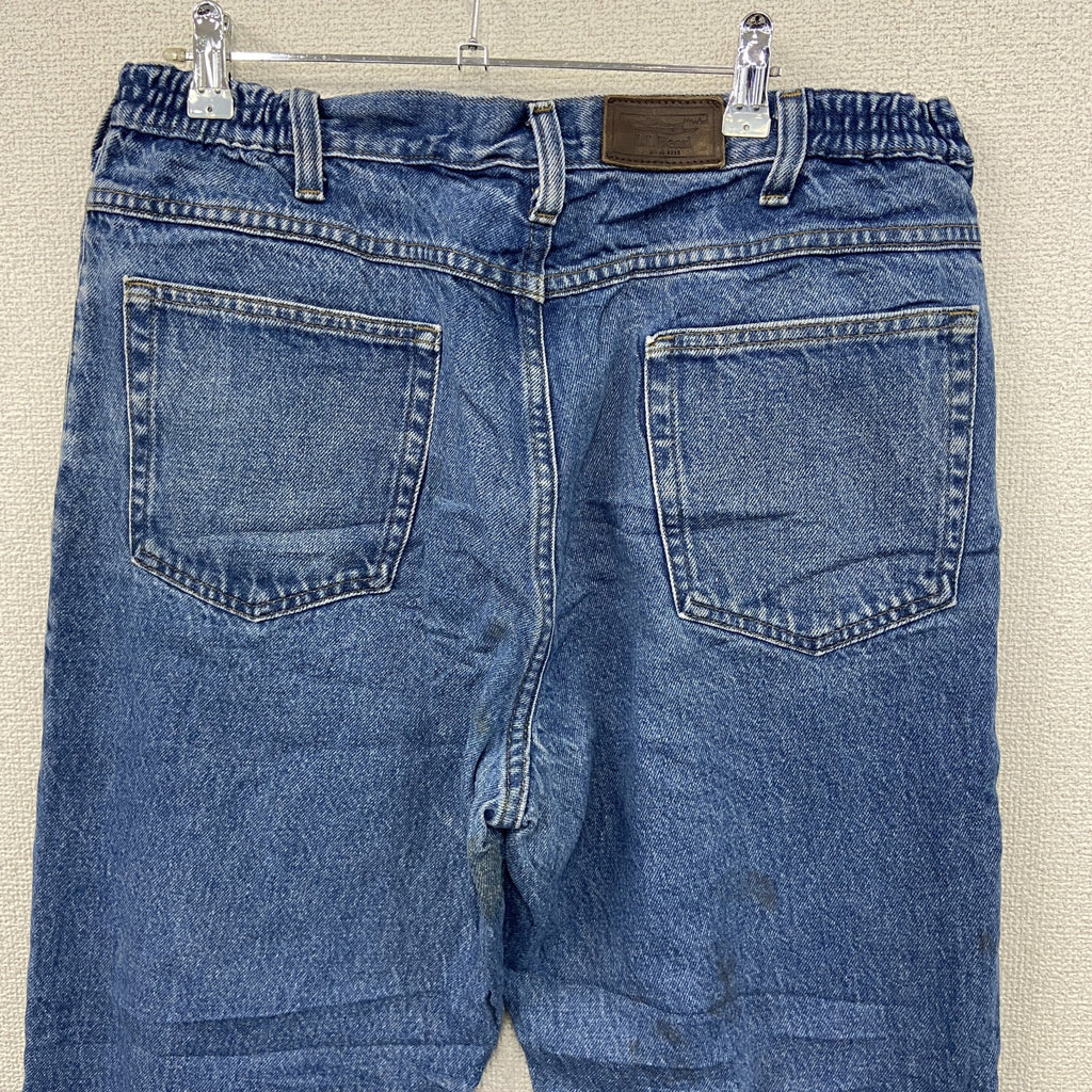 ～00s　L.L.Bean　エルエルビーン　デニムパンツ/ジーンズ　ジップフライ　革パッチ　ヴィンテージ　インディゴ　W34サイズ　古着