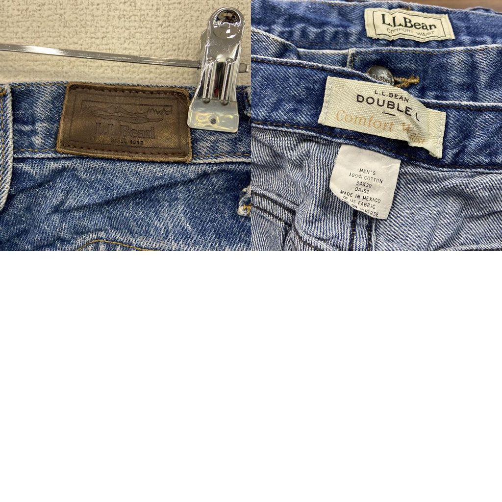 ～00s　L.L.Bean　エルエルビーン　デニムパンツ/ジーンズ　ジップフライ　革パッチ　ヴィンテージ　インディゴ　W34サイズ　古着