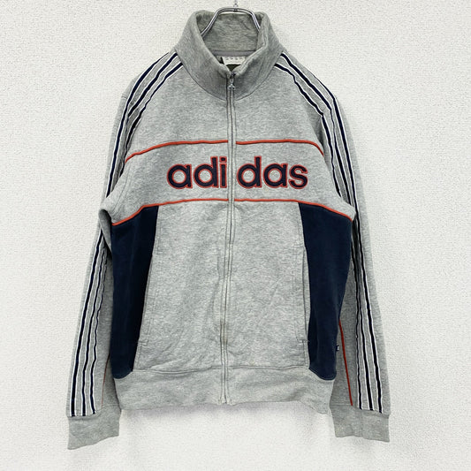 00s　adidas　アディダス　スウェットトラックジャケット/ジャージ　デカロゴ　ヴィンテージ　灰色　グレー　Sサイズ