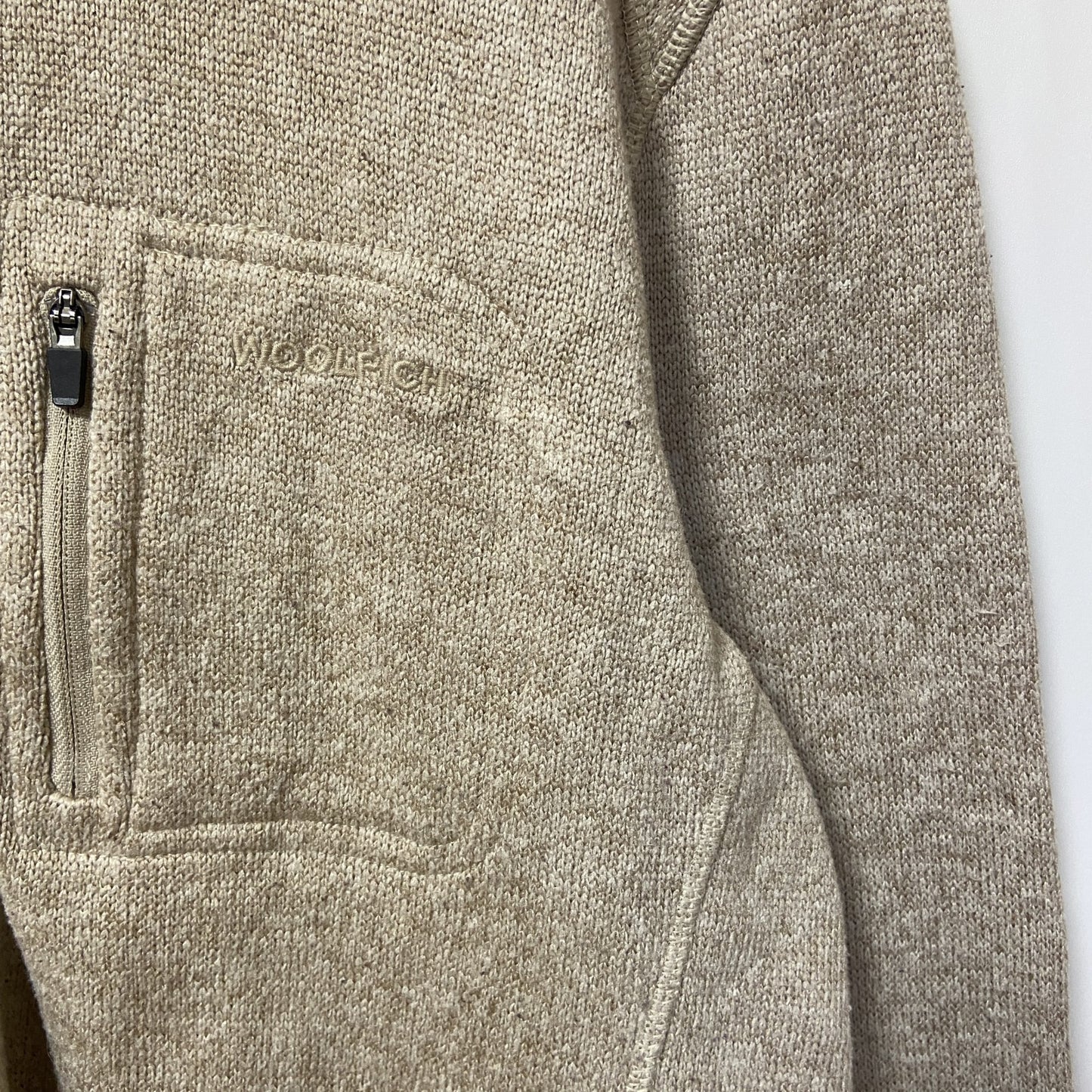 古着 used　WOOLRICH ウールリッチ　長袖ハーフジップフリースジャケット　ハイネック　ベージュ　グランパコア　Mサイズ