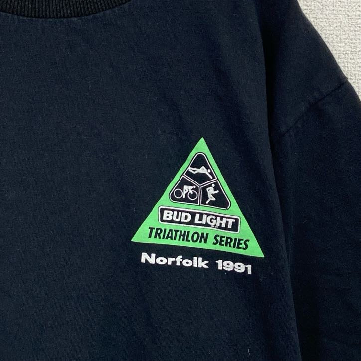 90s　Tinley　半袖プリントTシャツ　Coca-Cola　トライアスロン　シングルステッチ　企業ロゴ　黒　ブラック　XLサイズ　　ヴィンテージ　古着