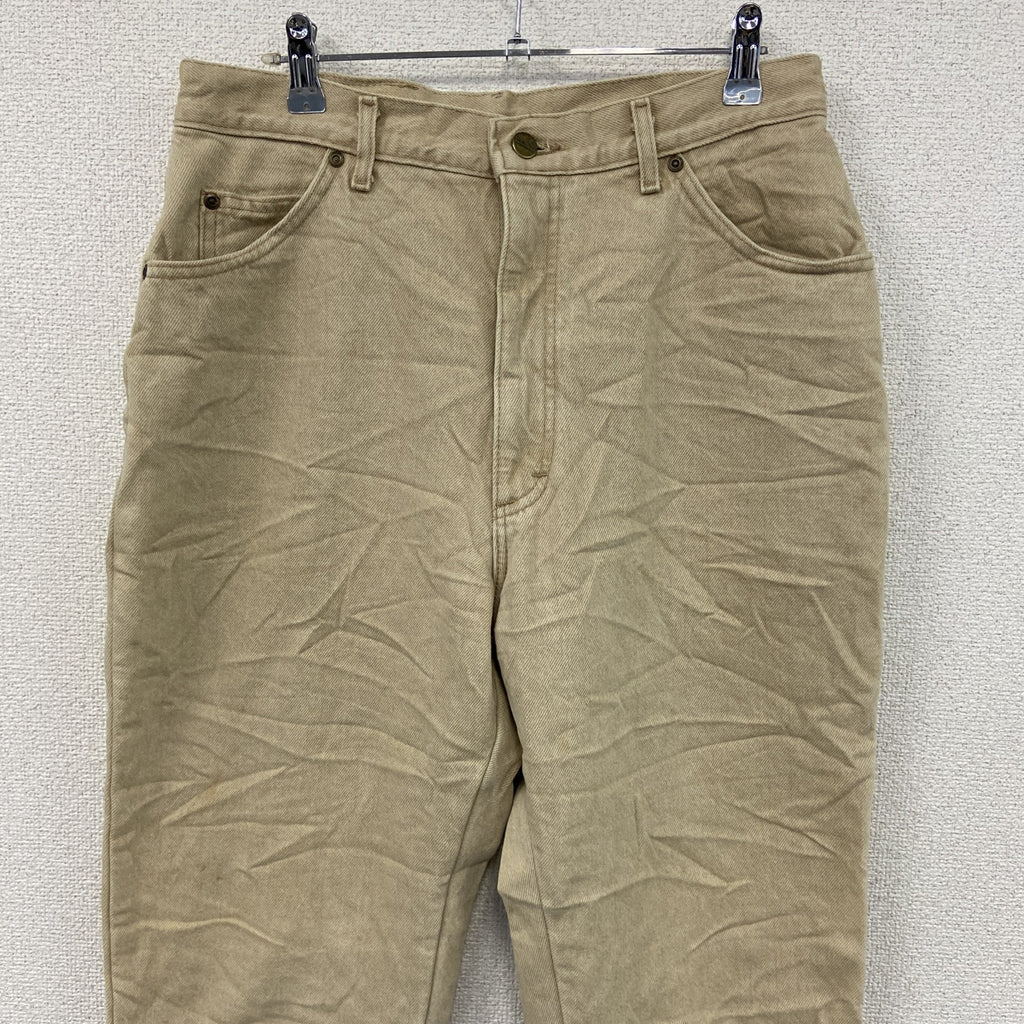 ～90s　L.L.Bean　エルエルビーン　デニムパンツ/ジーンズ　ジップフライ　ネル生地ライナー　革パッチ　ベージュ　14サイズ　　ヴィンテージ　古着
