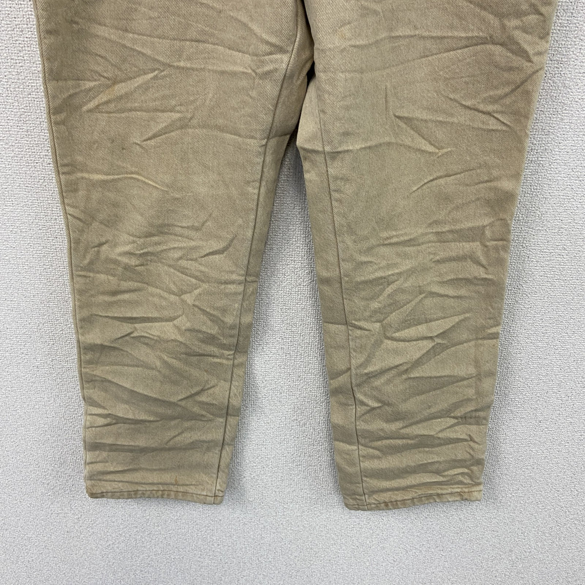 ～90s　L.L.Bean　エルエルビーン　デニムパンツ/ジーンズ　ジップフライ　ネル生地ライナー　革パッチ　ベージュ　14サイズ　　ヴィンテージ　古着