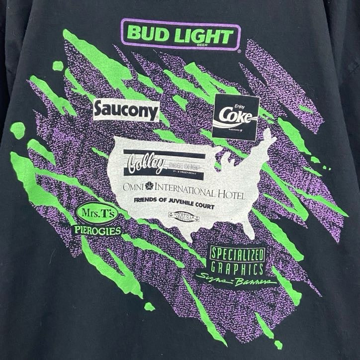 90s　Tinley　半袖プリントTシャツ　Coca-Cola　トライアスロン　シングルステッチ　企業ロゴ　黒　ブラック　XLサイズ　　ヴィンテージ　古着