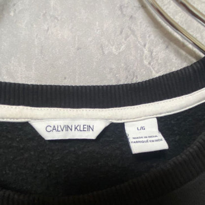 古着 used　CALVIN KLEIN　カルバンクライン　長袖刺繍ロゴスウェット　ブラック　グレー　メンズ　秋冬服　Lサイズ