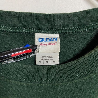 古着 used　GILDAN　ギルダン　長袖ロゴプリントスウェット　トレーナー　クルーネック　緑　グリーン　秋冬服　Mサイズ