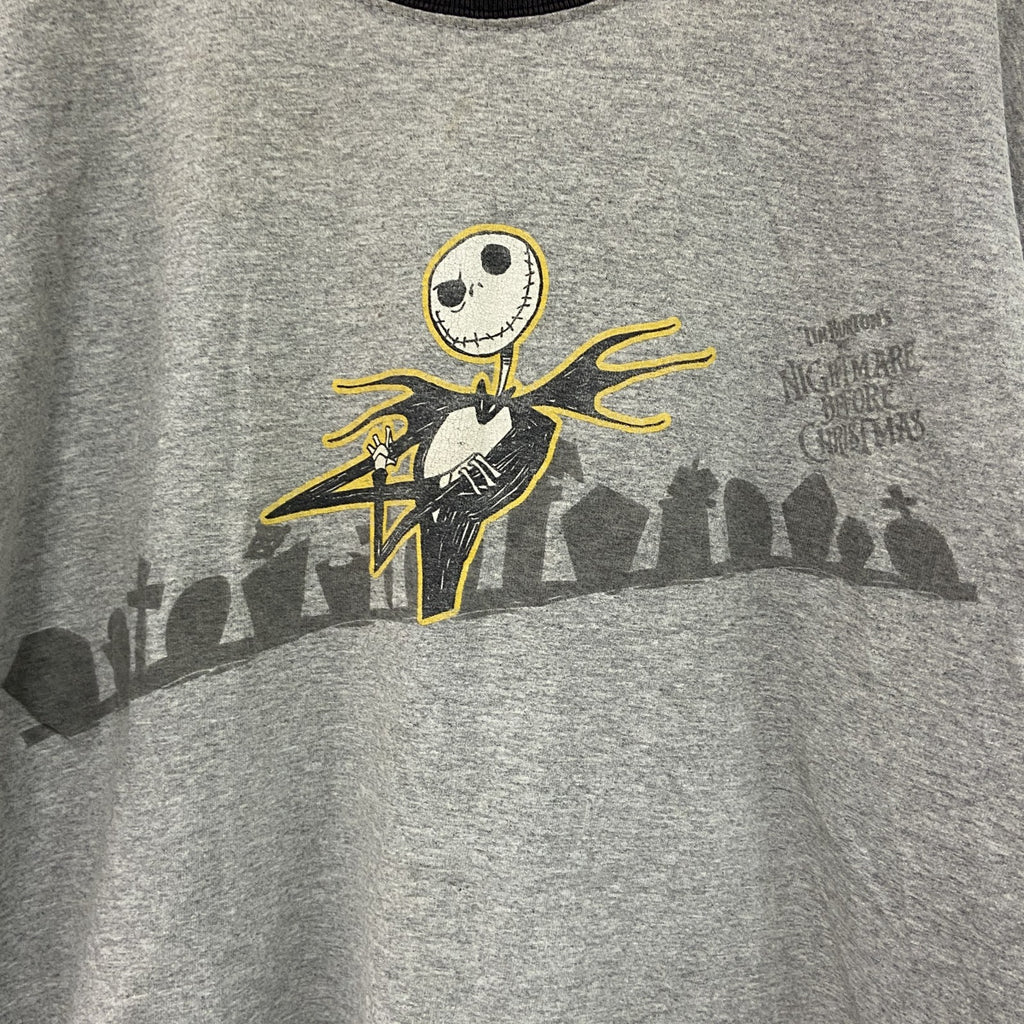 古着 used　～00s　THE NIGHTMARE BEFORE CHRISTMAS　半袖リンガーTシャツ　グレー　Lサイズ