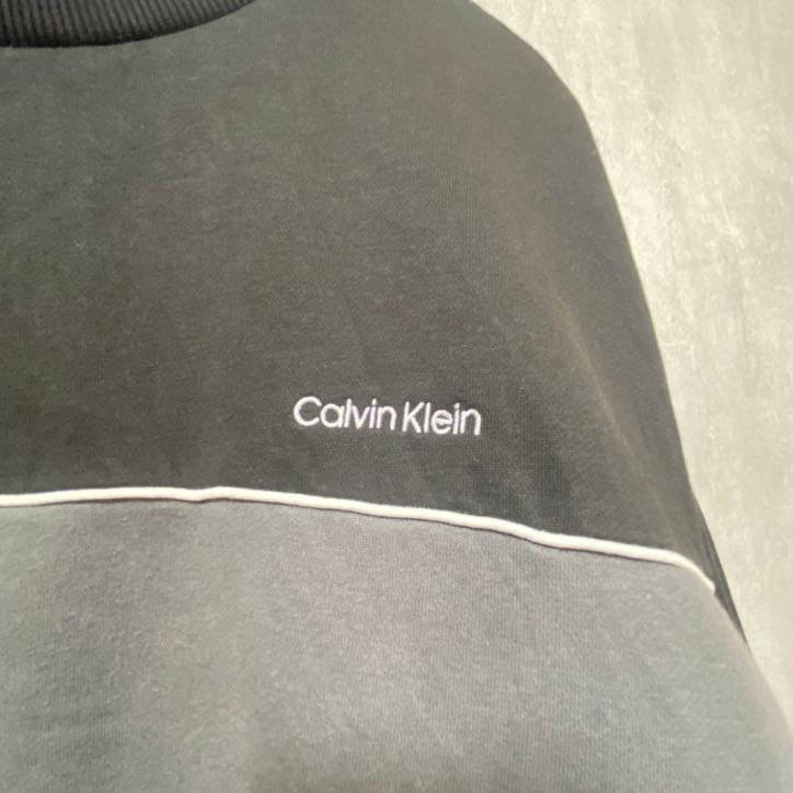 古着 used　CALVIN KLEIN　カルバンクライン　長袖刺繍ロゴスウェット　ブラック　グレー　メンズ　秋冬服　Lサイズ