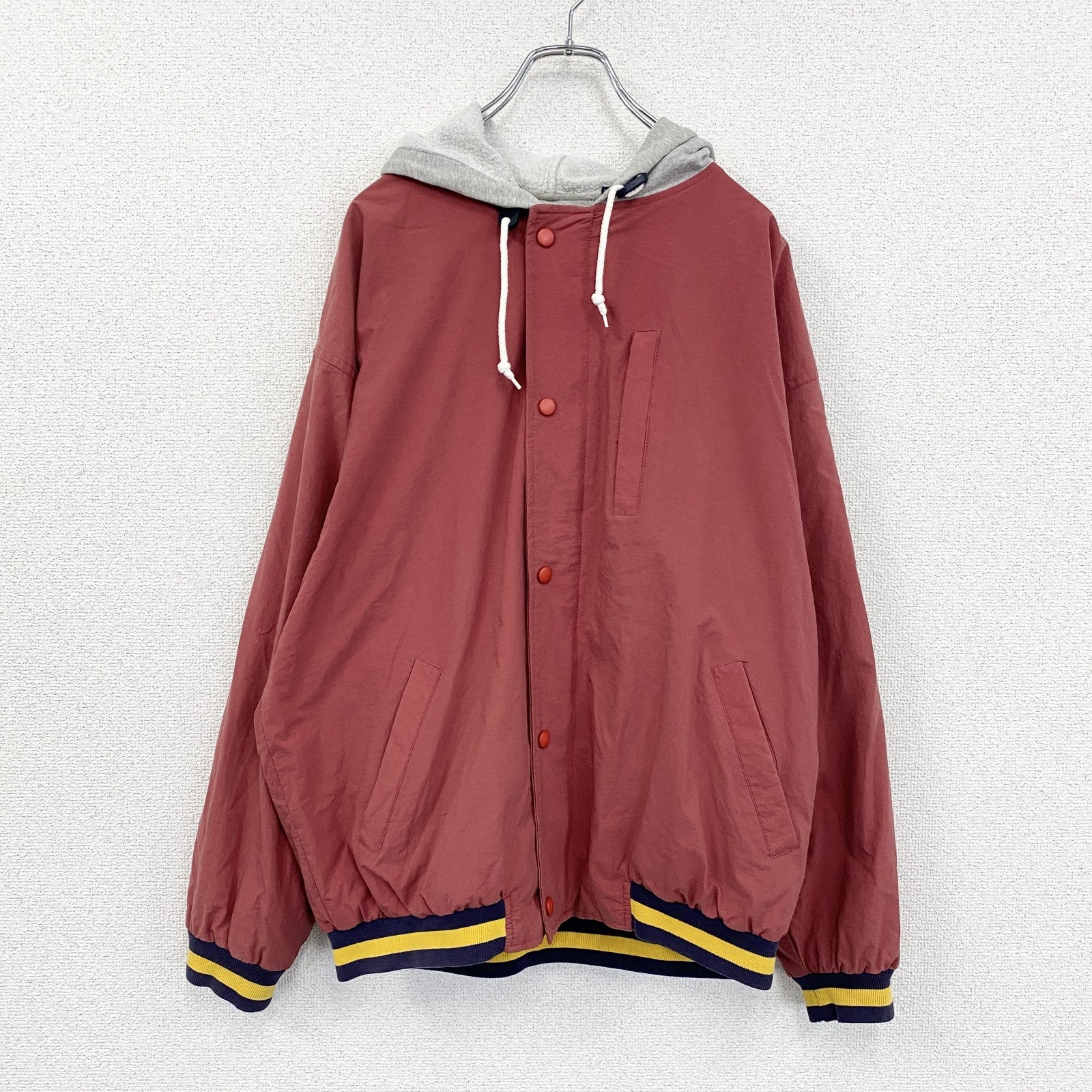 90s～　OLD GAP　オールドギャップ　フルボタンナイロンジャケット　ヴィンテージ　赤　レッド　Mサイズ　古着
