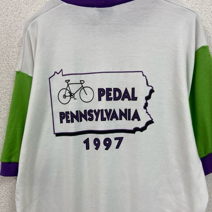 80s～　GOOD STUFF SPORTSWER　半袖プリントTシャツ　ヴィンテージ　白　ホワイト　XLサイズ　古着