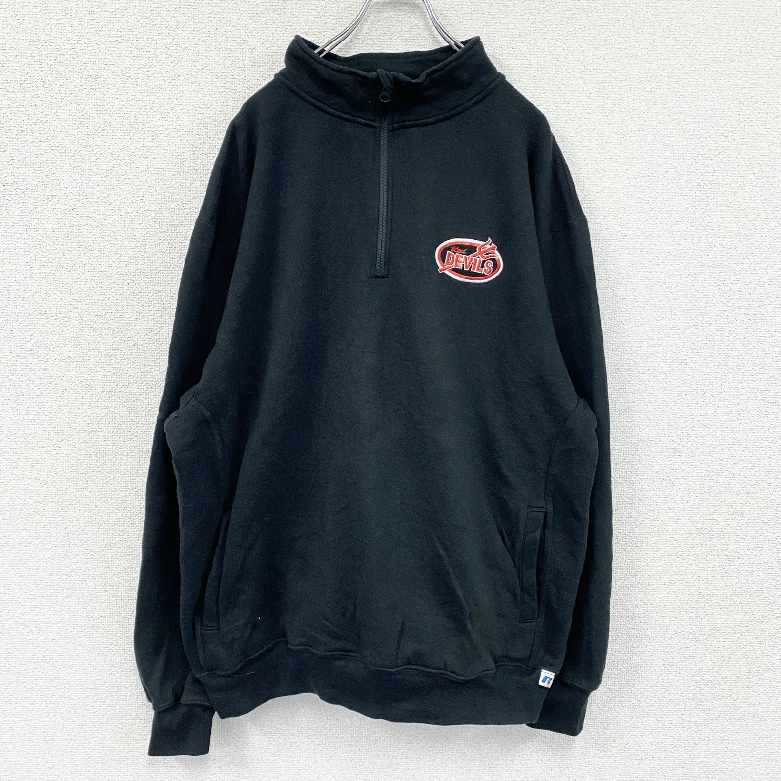 00s　RUSSELL　ラッセル　ハーフジップスウェット/トレーナー　ヴィンテージ　黒　ブラック　2XLサイズ　古着