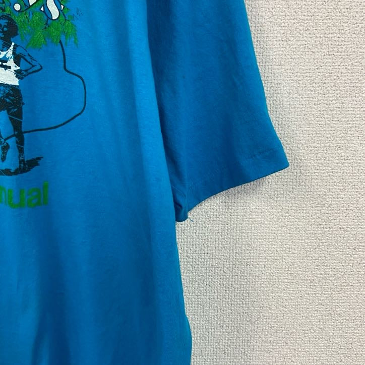 90s　半袖プリントTシャツ　ヴィンテージ　シングルステッチ　青　ブルー　　古着