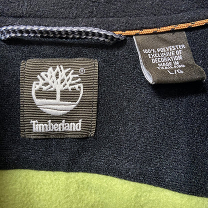古着 used　Timberland ティンバーランド　イエローグリーン　長袖フルジップフリースジャケット　ロゴ刺　Ｌサイズ