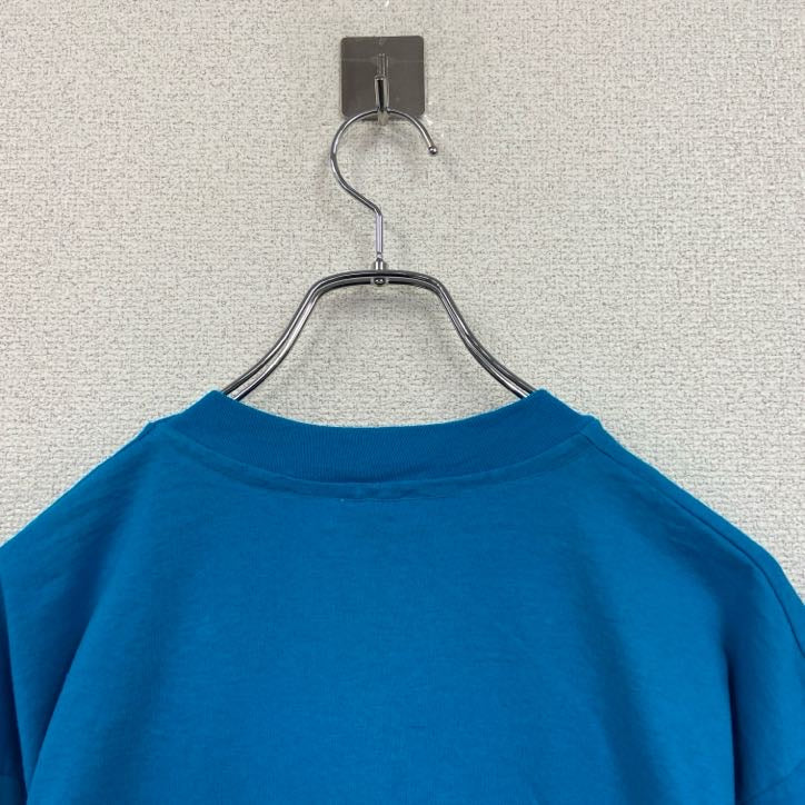90s　半袖プリントTシャツ　ヴィンテージ　シングルステッチ　青　ブルー　　古着