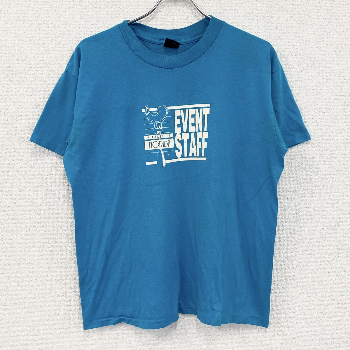 80s～　PLATINUM PLUS　半袖プリントTシャツ　ヴィンテージ　シングルステッチ　ブルー　Lサイズ　古着