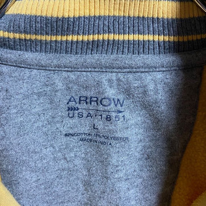 古着 used　ARROW　アロー　長袖ハーフジップスウェット　トレーナー　ハイネック　黄色　イエロー　秋冬服　Lサイズ