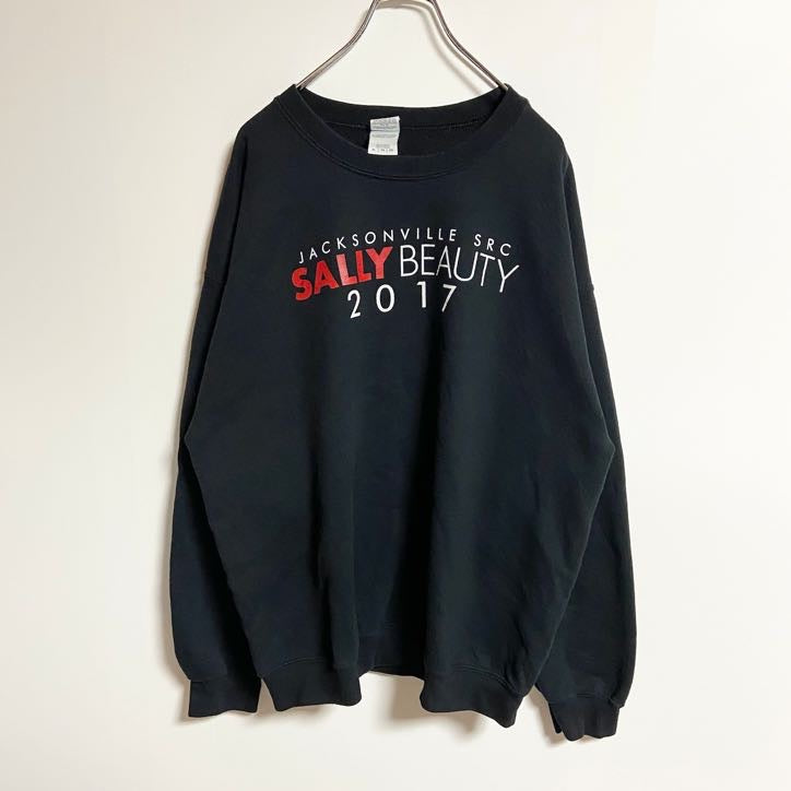 GILDAN　ギルダン　長袖クルーネックスウェット　トレーナー　バックプリント　黒　ブラック　ビッグシルエット　XLサイズ　古着