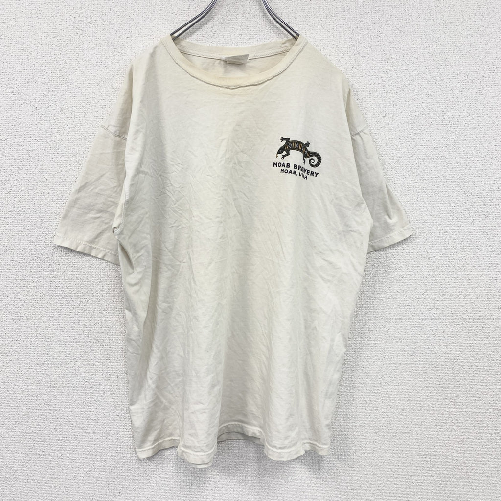MOAB BREWERY　半袖プリントTシャツ　トカゲ　Beer　ビール　白　ホワイト　Lサイズ　古着