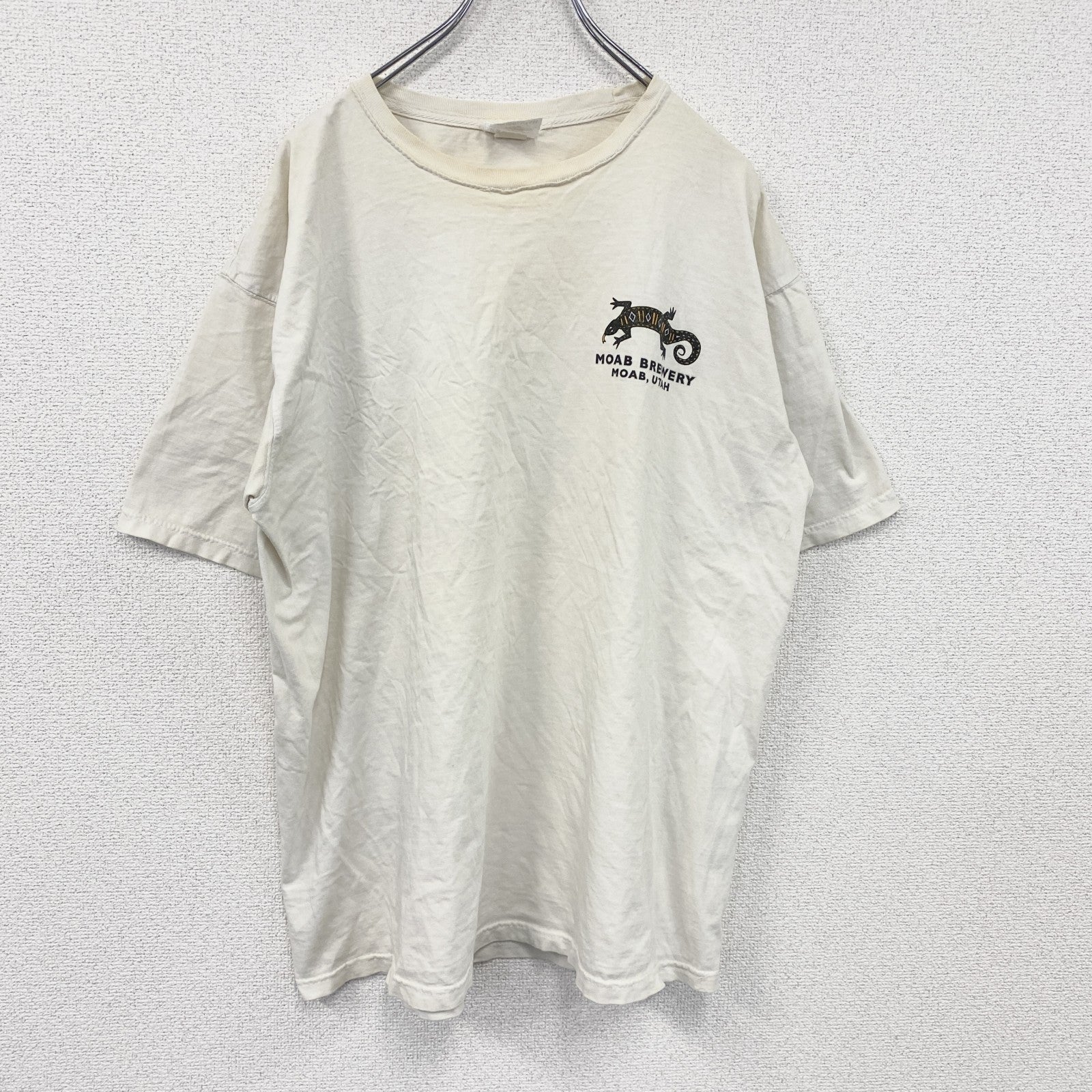 MOAB BREWERY　半袖プリントTシャツ　トカゲ　Beer　ビール　白　ホワイト　Lサイズ　古着