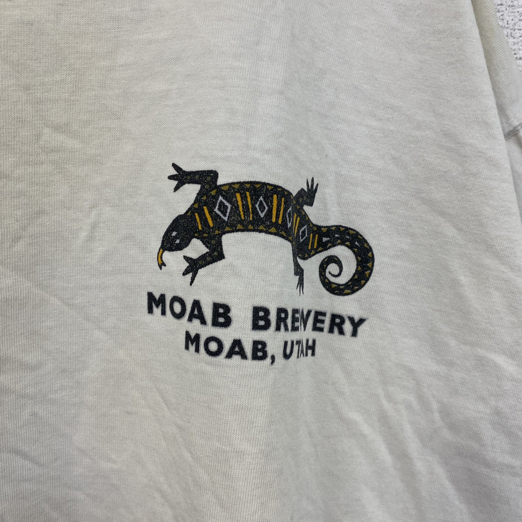 MOAB BREWERY　半袖プリントTシャツ　トカゲ　Beer　ビール　白　ホワイト　Lサイズ　古着
