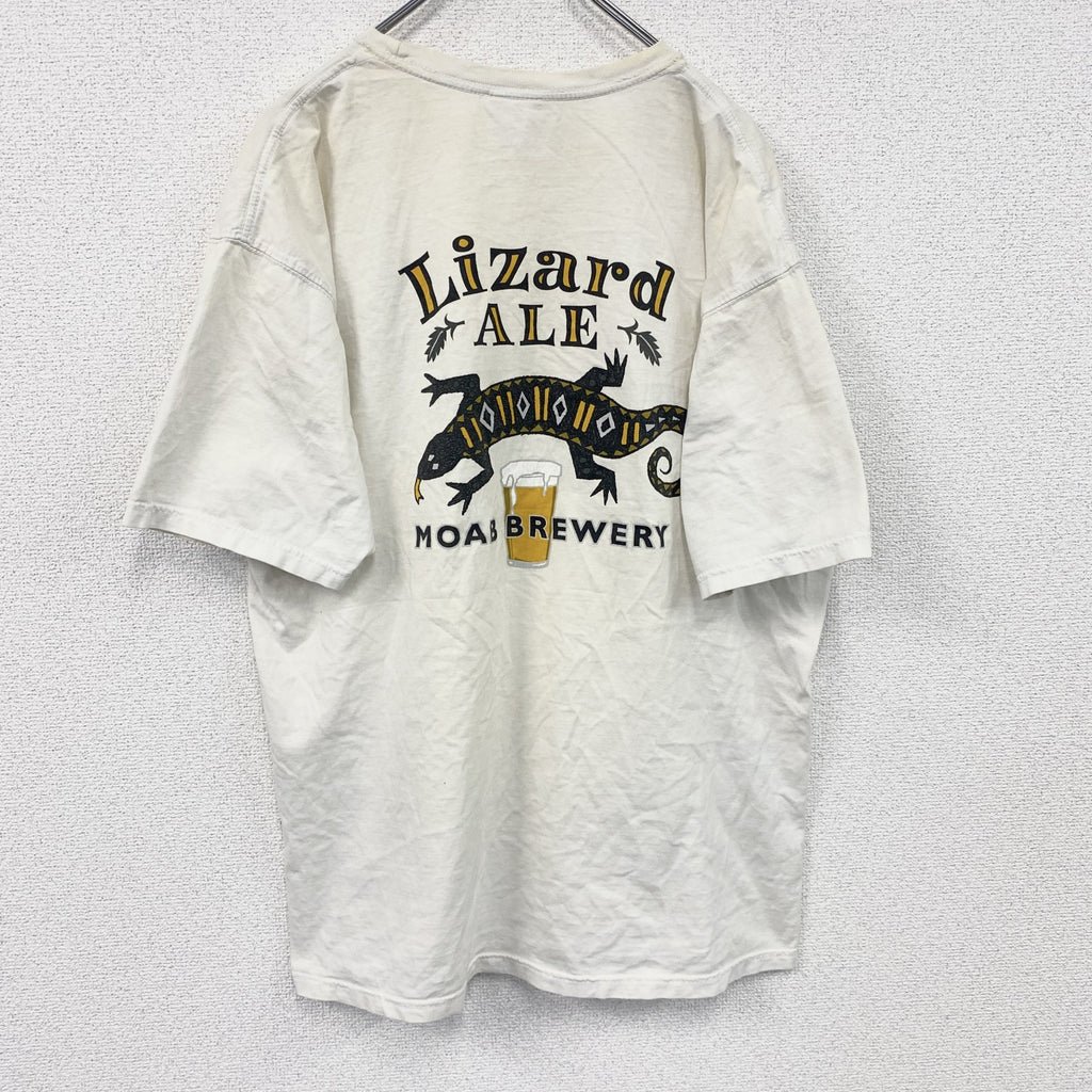 MOAB BREWERY　半袖プリントTシャツ　トカゲ　Beer　ビール　白　ホワイト　Lサイズ　古着