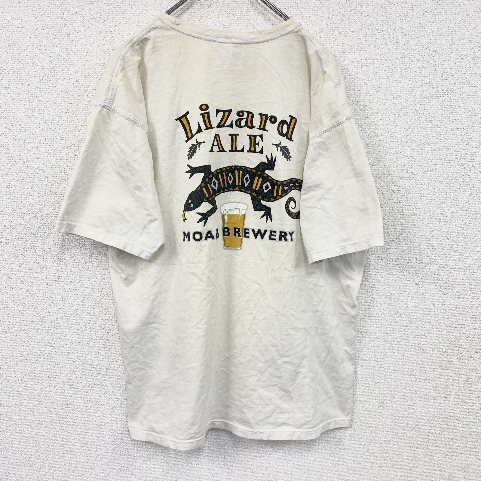 MOAB BREWERY　半袖プリントTシャツ　トカゲ　Beer　ビール　白　ホワイト　Lサイズ　古着