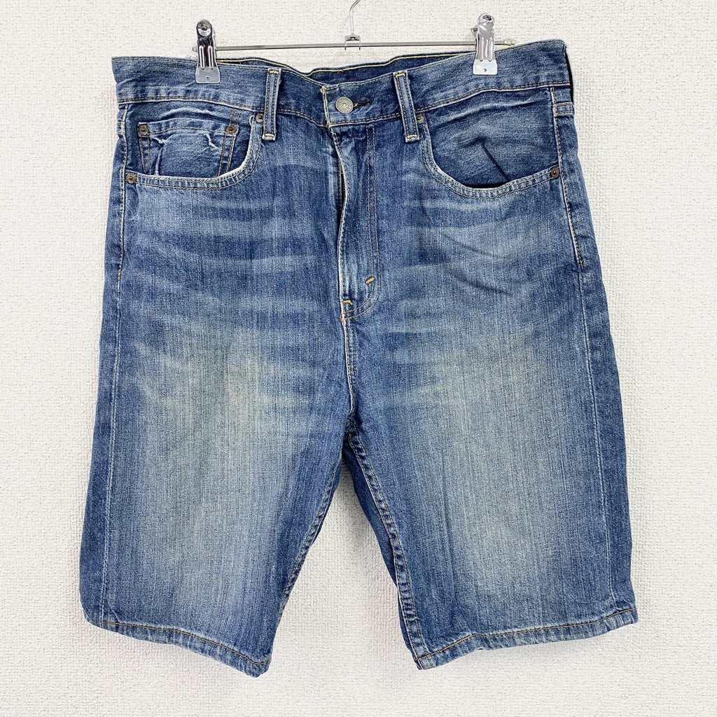 Levi’s　リーバイス　522　ハーフデニムパンツ/ショートパンツ　縦落ち　鬼ヒゲ　フェード　インディゴ　W34サイズ　古着