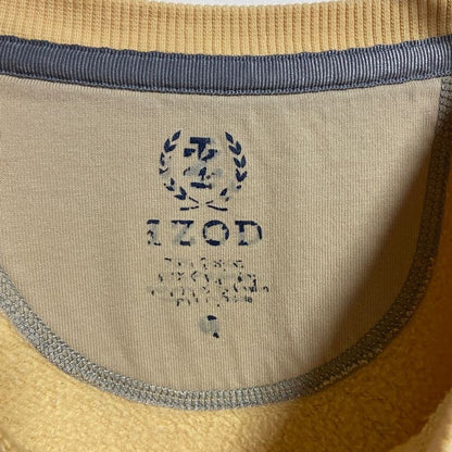 古着 used　IZOD　アイゾッド　長袖クルーネックスウェット　トレーナー　ワンポイントロゴ刺繍　黄色　イエロー　秋冬服