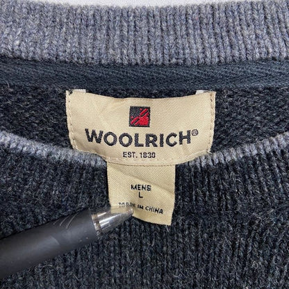 古着 used　WOOLRICH　ウールリッチ　長袖クルーネック無地ニット　セーター　シンプル　黒　ブラック　秋冬服　Lサイズ