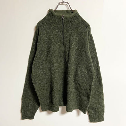 古着 used　WOOLRICH　ウールリッチ　長袖ハーフジップニット　セーター　ハイネック　緑　グリーン　秋冬服　Lサイズ