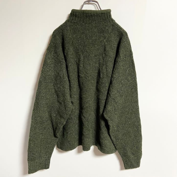 WOOLRICH　ウールリッチ　長袖ハーフジップニット　セーター　ハイネック　緑　グリーン　秋冬服　Lサイズ　古着