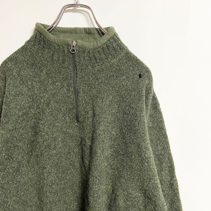 古着 used　WOOLRICH　ウールリッチ　長袖ハーフジップニット　セーター　ハイネック　緑　グリーン　秋冬服　Lサイズ