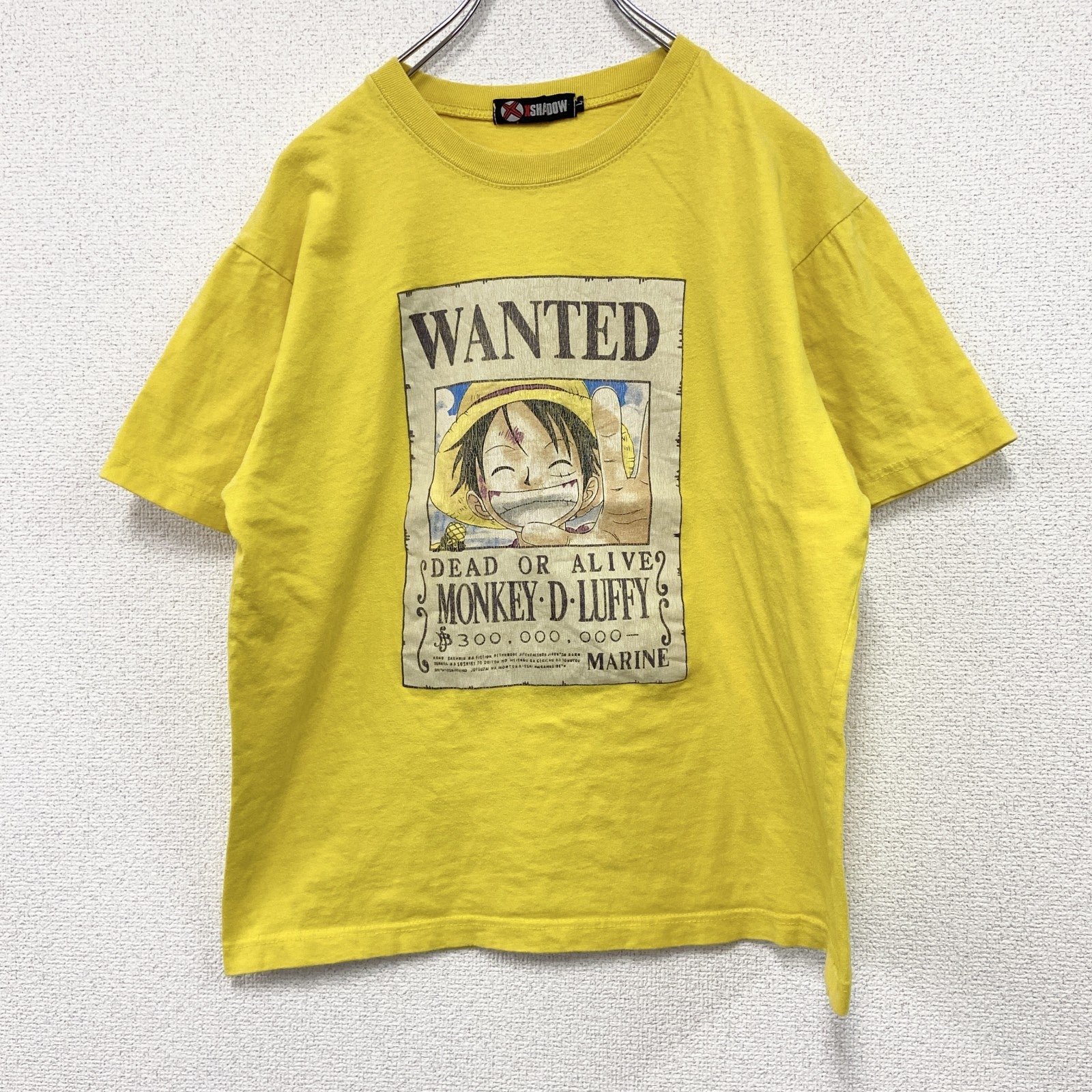 XSHADOW　ONE PIESE　ワンピース　モンキーDルフィ　半袖Tシャツ　アニメT　黄色　イエロー　Lサイズ　古着