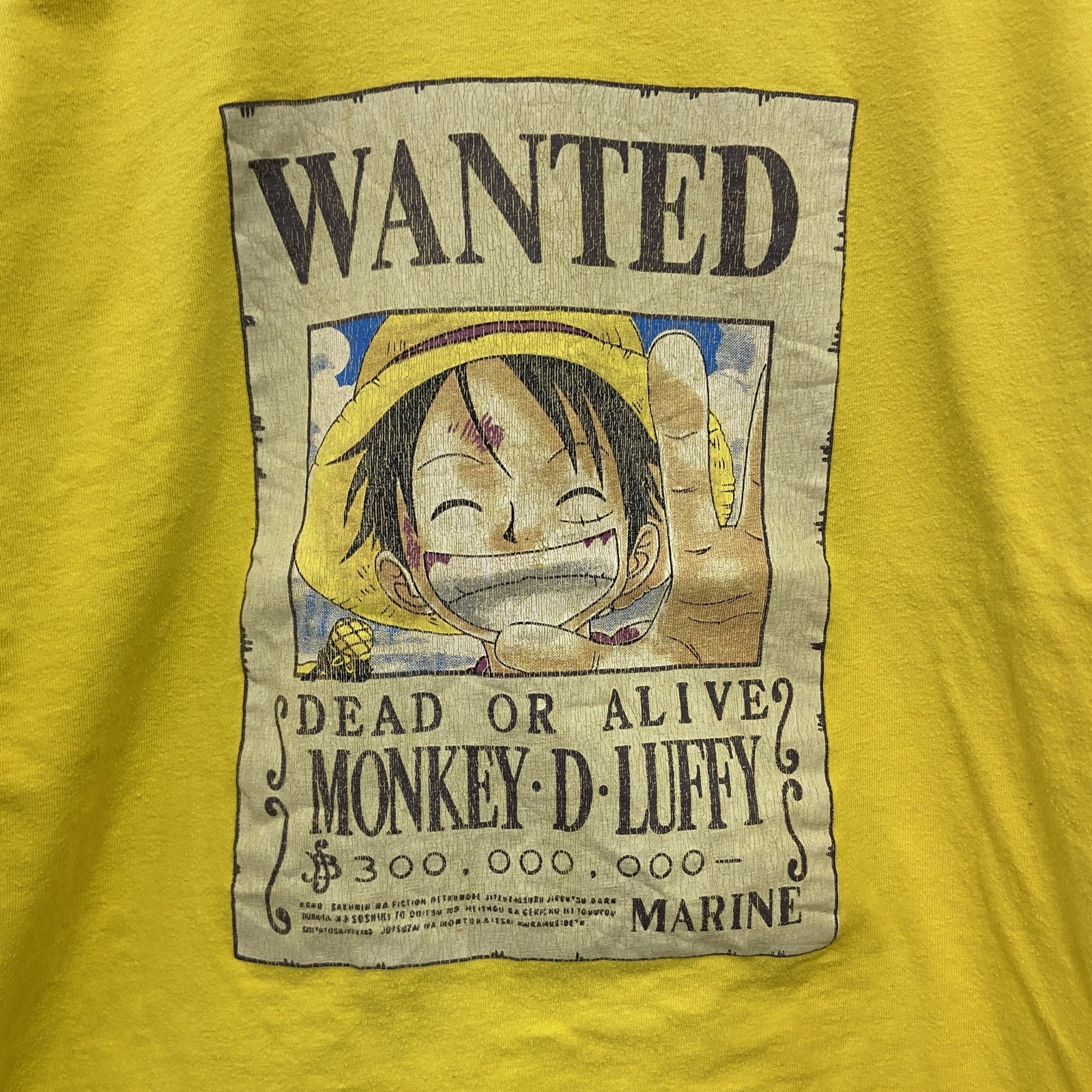 XSHADOW　ONE PIESE　ワンピース　モンキーDルフィ　半袖Tシャツ　アニメT　黄色　イエロー　Lサイズ　古着