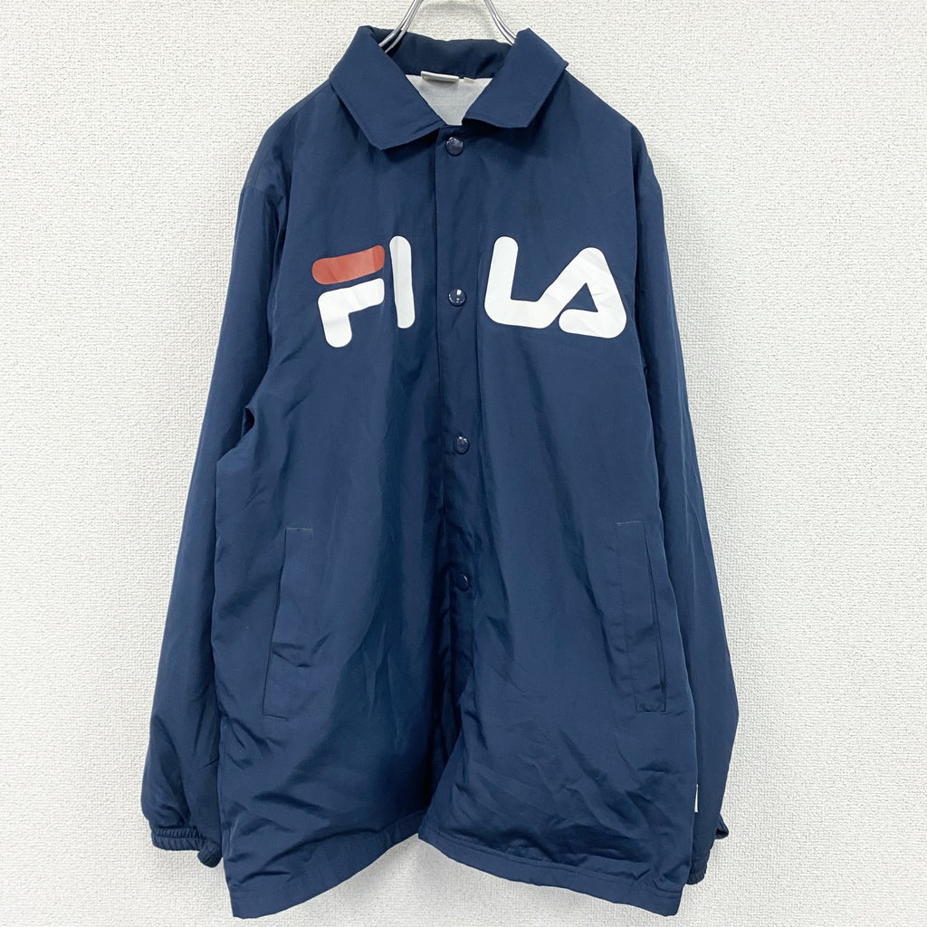 FILA　フィラ　コーチジャケット　デカロゴ　紺　ネイビー　XLサイズ　古着