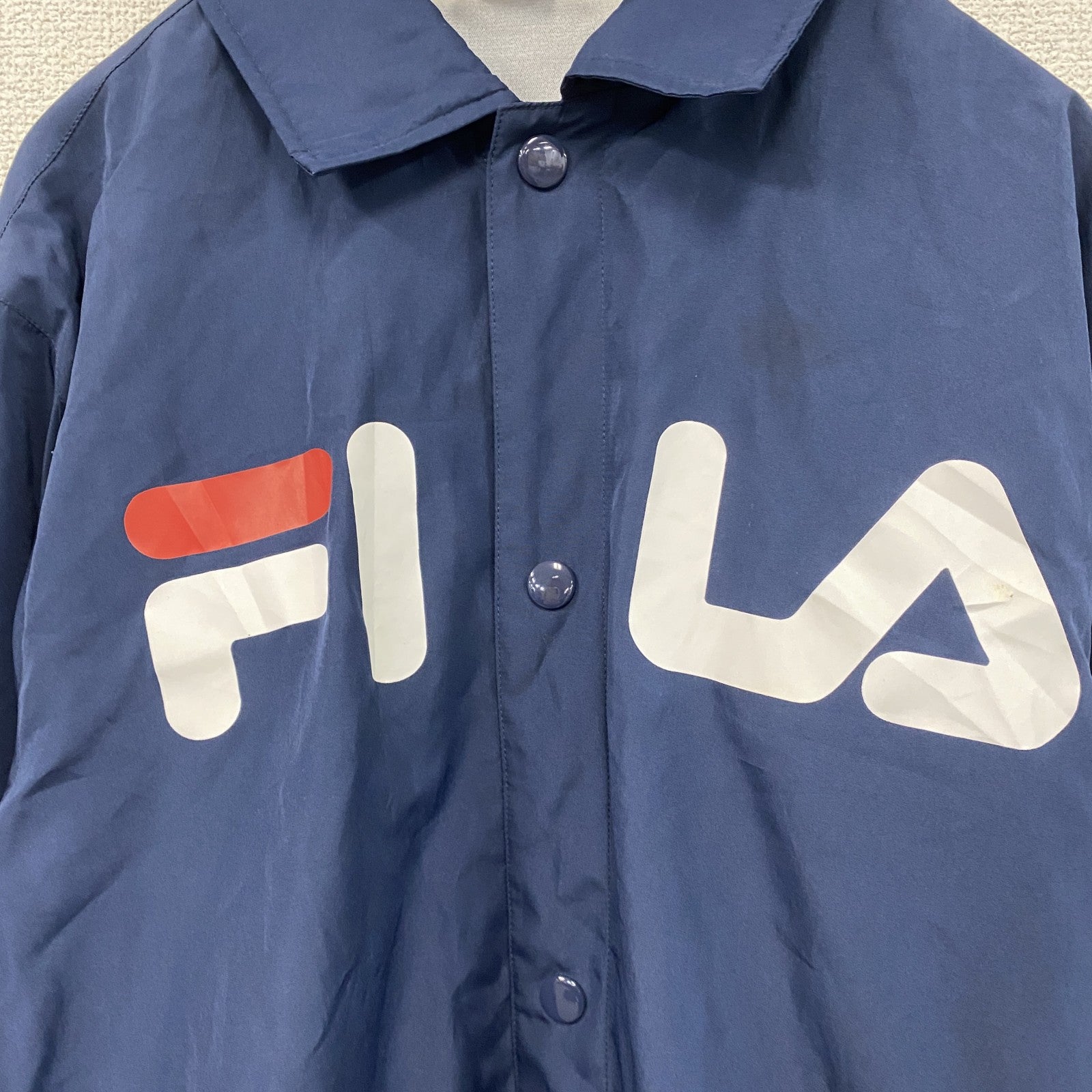 FILA　フィラ　コーチジャケット　デカロゴ　紺　ネイビー　XLサイズ　古着