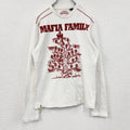 DEPUTA MADRE　長袖Tシャツ/ロンT　フロッキープリント　MAFIA　白　ホワイト　Mサイズ　古着