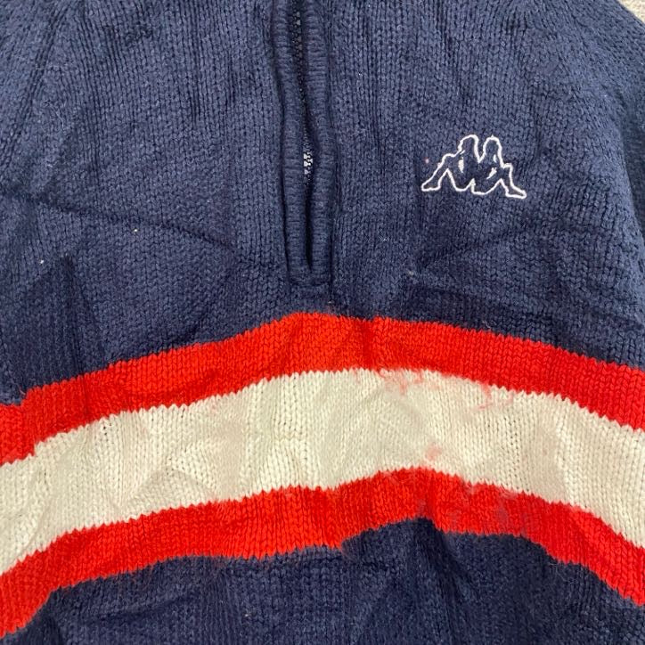 kappa　カッパ　ハーフジップアクリルニットセーター　紺　ネイビー　Mサイズ　古着