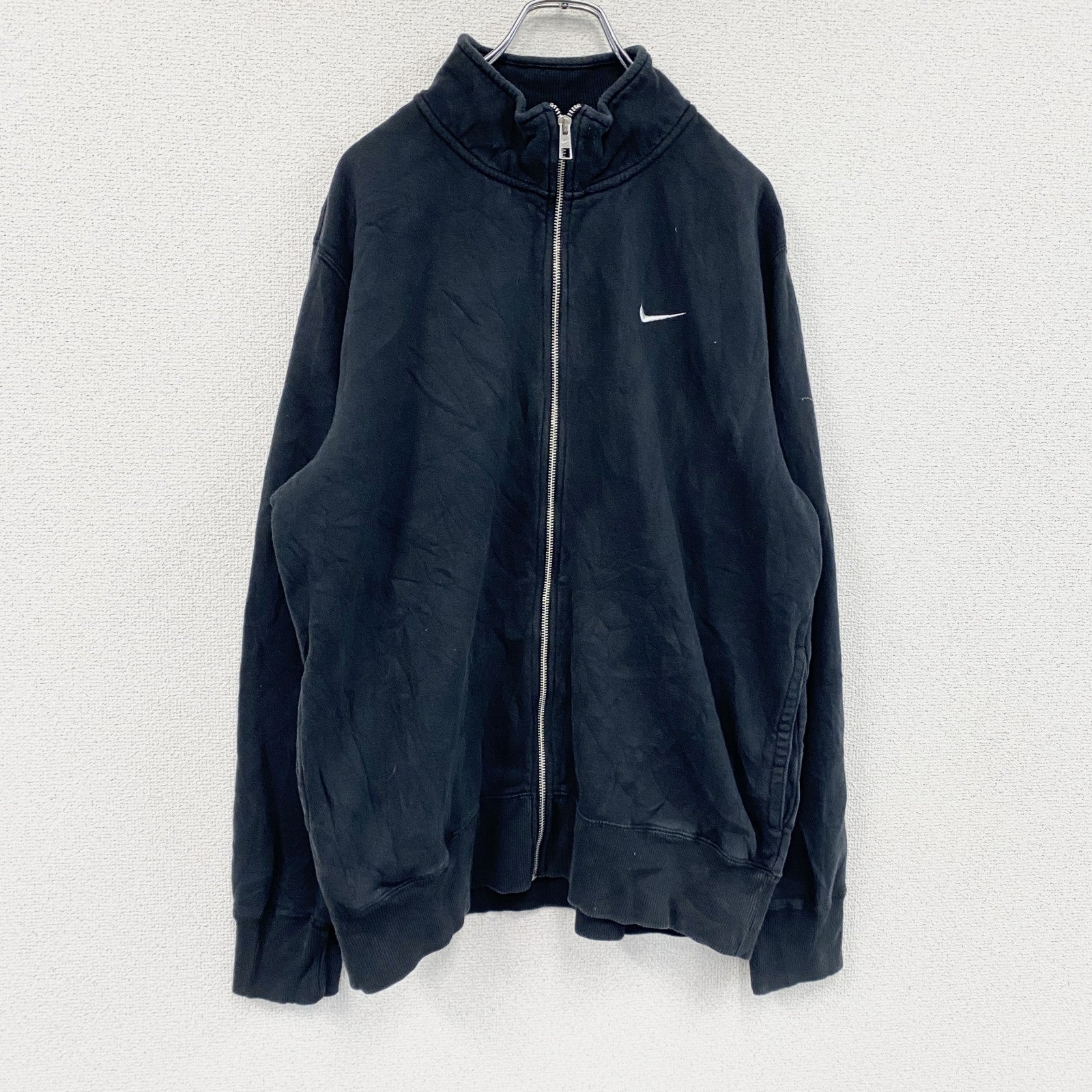 NIKE　ナイキ　フルジップスウェットパーカー/フーディー　スウッシュ　黒　ブラック　XLサイズ　古着